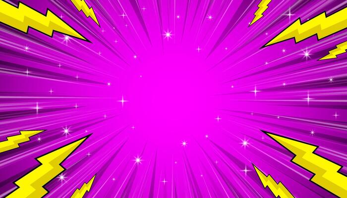 Pop art comic background with lightning
