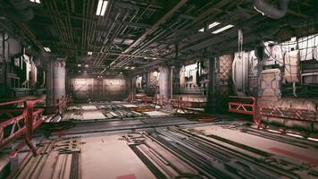 CGI Dimly lit industrial corridor with intricate piping and structures video
