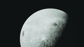 CGI Moon in detail showcasing craters and surface texture during evening sky video