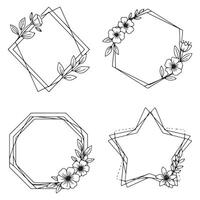 Enchanting Border Floral Frames Decorative Elements Set vector
