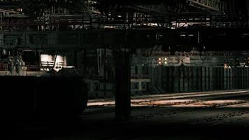 CGI Industrial setting with machinery and dim lighting in a work environment video