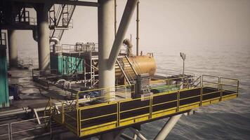 CGI Oil rig platform with storage tank and safety railings in calm waters video
