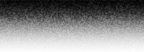Grunge halftone gradient texture. Black pixelated backdrop. Weathered grit noise background. Fading gritty sand wallpaper. Damaged glitched print overlay. Textured template surface vector