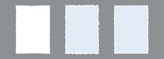 Torn paper frame backgrounds. Jagged edge paper sheet wallpapers. Ripped grunge element bundle for poster, text box, banner, collage, sticker. Blank rectangle craft backdrops vector