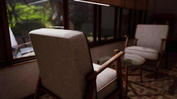 CGI Cozy seating arrangement in a tranquil indoor space with natural light video