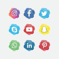 Collection of Social Media Icons with Colorful Abstract Backgrounds vector