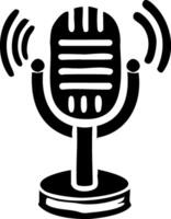Retro microphone icon for podcast and audio vector
