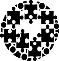 Puzzle pieces circle icon for teamwork and problem solving vector