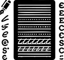 Handwriting practice sheet with letters and pen vector