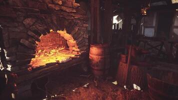 CGI Old forge featuring glowing embers and traditional craftsmanship tools video