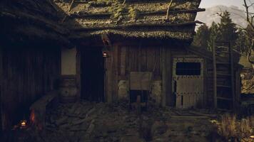 CGI Rustic cabin in the woods with natural surrounding during daylight video