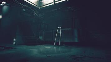 CGI Mysterious abandoned space with a ladder and exposed wires at night video