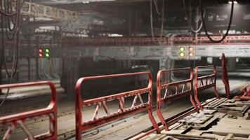 CGI Industrial interior of a transit system station with signaling lights in view video