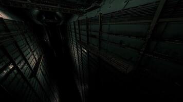 CGI Dark corridor within a futuristic structure showcasing industrial design video