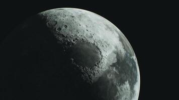 CGI Detailed view of the moon showing craters and surface texture at night video