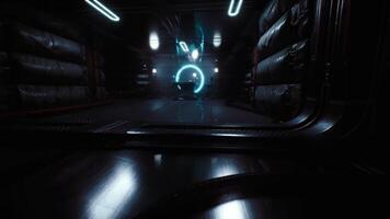 CGI Lights and shadows in a futuristic corridor with glowing elements video