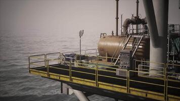CGI Oil rig platform operating in the ocean with equipment and structures video