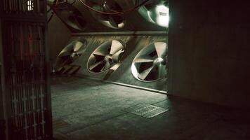 CGI Ventilation system in industrial space with large fans operating actively video