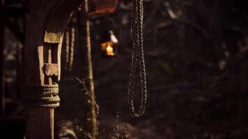 CGI Lantern glowing amidst rustic surroundings in a tranquil outdoor setting video