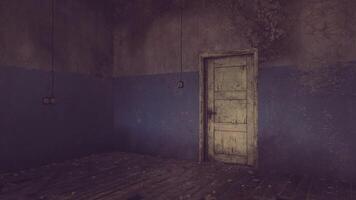 CGI Empty room with a weathered door and cracked walls in dim lighting video