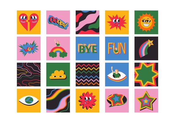 Bright Vibrant Quirky Element