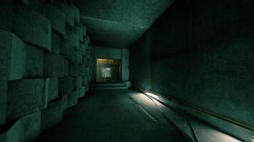 CGI Mysterious hallway with geometric concrete walls and soft lighting video