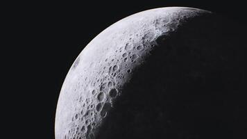 CGI Detailed view of the moons surface highlighting its craters and texture video