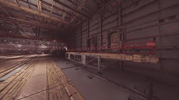 CGI Abandoned industrial space with large platforms and structural details video