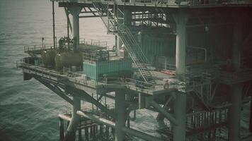 CGI Oil rig structure in the open sea with industrial operations underway video