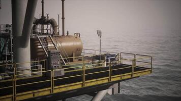 CGI Oil rig structure in offshore waters during cloudy weather conditions video