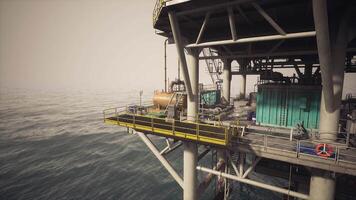 CGI Oil rig platform stands firmly in calm waters during late afternoon video
