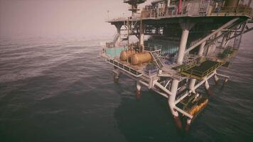 CGI Oil rig operational in open water with equipment and support structures video