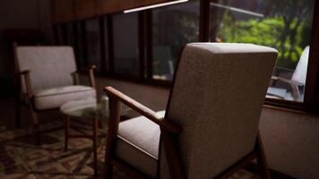 CGI Comfortable seating in a cozy corner with natural light and greenery video