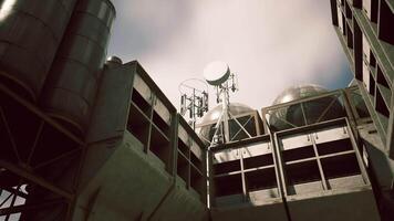 CGI Unique industrial architecture showcasing silos and communication towers video