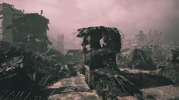 CGI Desolate landscape of a collapsed urban area after a catastrophic event video