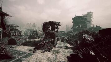 CGI Desolate landscape of crumbling structures in a post apocalyptic city video