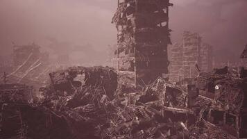 CGI Destruction patterns in a post apocalyptic urban landscape with debris video
