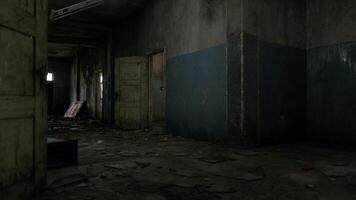 CGI Abandoned hallway in a dilapidated building with peeling walls and debris video