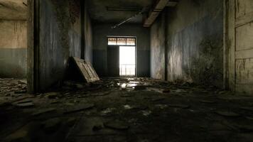 CGI Dilapidated corridor in an abandoned building showing decay and neglect video