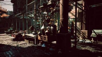 CGI Lively market setting with pottery and crafts in a vibrant street video