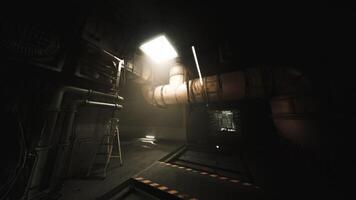 CGI Exploring a dimly lit industrial space with a ladder and illuminated pipe video