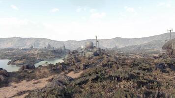 CGI Remote landscape showcasing a communication facility on rocky terrain video