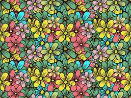 a colorful floral pattern with many flowers vector