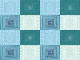 a blue and white checkered pattern with a circular design vector