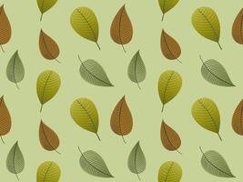 a pattern with brown and green leaves vector