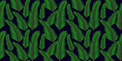 a green palm leaf pattern on a dark background vector