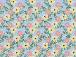 a pattern with flowers on a blue background vector