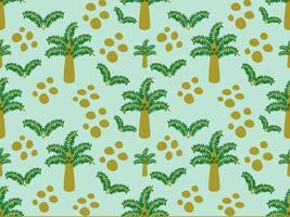 a pattern with palm trees and leaves vector