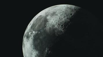 CGI Stunning close up of the moon showing craters and textures at night video