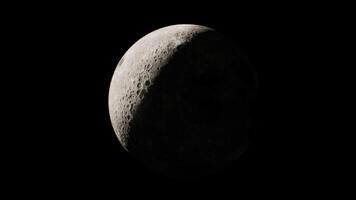 CGI Waxing crescent moon illuminated against dark night sky video